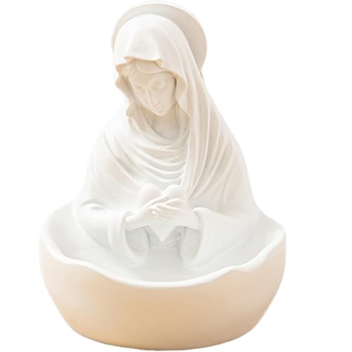 CNAFGBGG Jungfrau Maria Statue, 5.5x4.7 Anhaltungssake Rosenhalter weißes Harz gesegnete Mutter Maria Statue Heilige Mutter Figur, religiöses Geschenk für katholische Heimtafel -Dekor. von CNAFGBGG