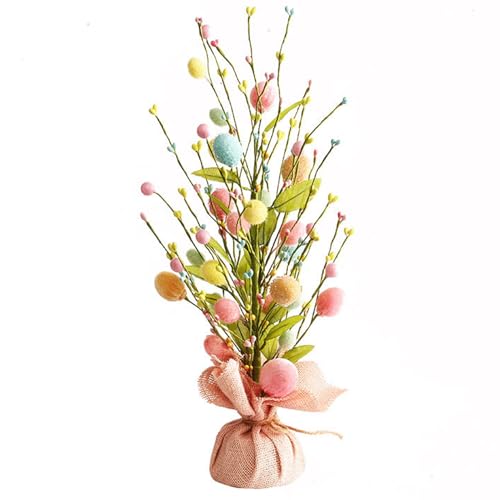 CNAFGBGG Ostereibaum mit Sackleinenbasis 18 -Zoll -Osterbaum farbenfrohe Ostertischdekoration Künstliche Osterdekorationen für Herzstückparty -Tischplatte. von CNAFGBGG