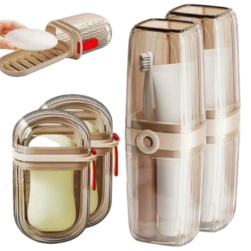 CNAFGBGG Seifen- und Zahnbürstenhalter-Set, tragbare Zahnbürste und Seifenhalter mit Deckel, effizienter Entwässerung leckeres Schutz, ideal für Dusche, Schule, Urlaub. CNAFGBGG Seifen- und Zahnbürstenhalter-Set, tragbare Zahnbürste und Seifenhalter mit Deckel, effizienter Entwässerung leckeres Schutz, ideal für Dusche, Schule, Urlaub. von CNAFGBGG