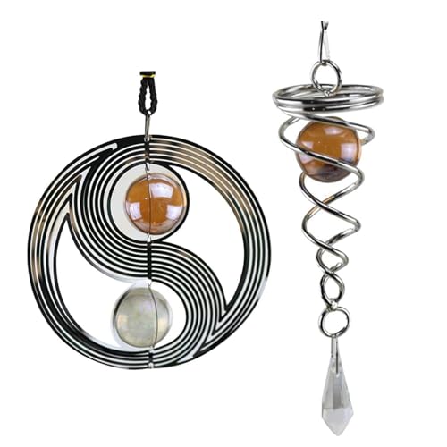 CNAFGBGG Wind Chimes Spinner 3D rotierender Spinner Edelstahl Kristall Wind Glockenspiele für Innenländer im Freien, mit zufälliger Farbperle, Style11 CNAFGBGG Wind Chimes Spinner 3D rotierender Spinner Edelstahl Kristall Wind Glockenspiele für Innenländer im Freien, mit zufälliger Farbperle, Style11 von CNAFGBGG