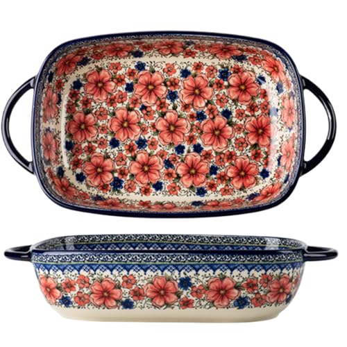 Keramik -Backform 2 Qt Auflaufschale Rechteckige Lasagna Pfanne 13.2x7.5 '' Backformen mit Griffen 2, 8 '' Deep Baking Care für Küchenofen Dinner & Bankett ... von CNAFGBGG