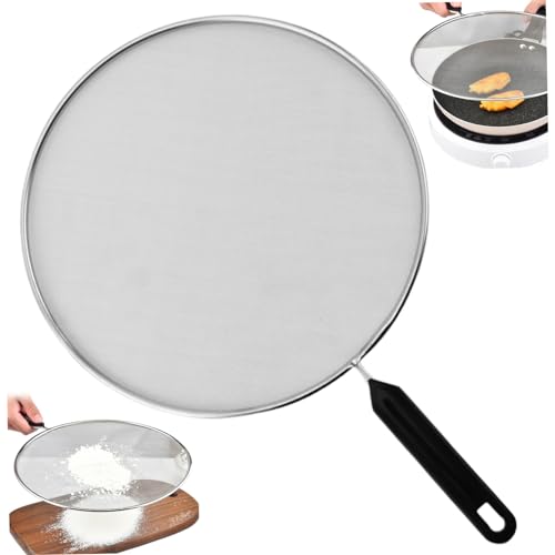 Pfanne Splitterschutz 1pc Splatter -Bildschirm zum Bratpfanne 11.2 '' Grease Guard Fine Mesh Oil Komfort Grip Griffe Safer Kochen Deckel ... von CNAFGBGG