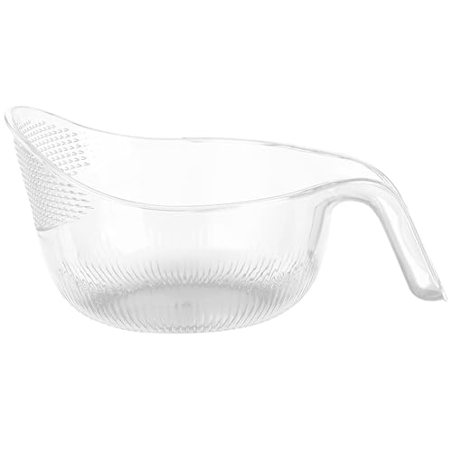 Reissieb 9x5 Zoll BPA-freier Plastik-Reis-Waschmaschinen mit feinen Löchern und ergonomischem Griff multifunktionales Obstwaschschüssel zum Reinigen von Obst, Gemüse transparent von CNAFGBGG