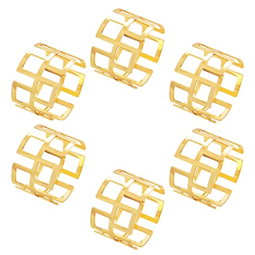 Serviettenringe Serviettenhalter Square Hohlform Metallringe für Weihnachtsfeiern Hochzeit schmücken Tisch Dekoration Gold 6pcs ... von CNAFGBGG