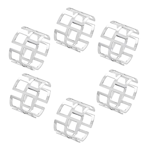 Serviettenringe Serviettenhalter Square Hohlform Metallringe für Weihnachtsfeiern Hochzeit schmücken Tisch Dekoration Silber 6pcs ... von CNAFGBGG