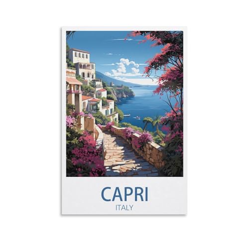 CNAHEIZ Capri-Italien-Reiseposter, Landschaft, 20 x 30 cm, Leinwand-Kunstdruck, Gemälde für Wanddekoration, Wohnzimmer, Schlafzimmer von CNAHEIZ