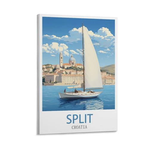 CNAHEIZ Split Croatia Vintage-Reiseposter, See, 20 x 30 cm, Leinwand-Kunstdruck, Gemälde für Wanddekoration, Wohnzimmer, Schlafzimmer von CNAHEIZ