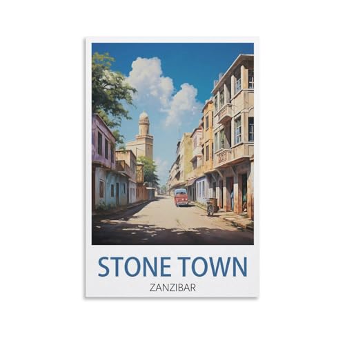 CNAHEIZ Stone Town Sansibar Vintage-Reiseposter, Landschaft, 20 x 30 cm, Leinwand-Kunstdruck, Gemälde für Wanddekoration, Wohnzimmer, Schlafzimmer von CNAHEIZ