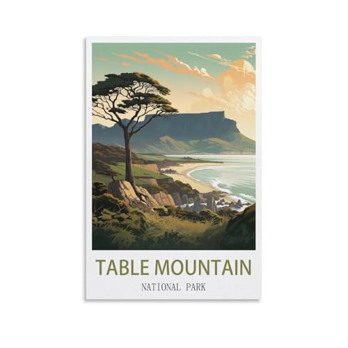 CNAHEIZ Table Mountain National Park Vintage-Reiseposter, See, 20 x 30 cm, Leinwand-Kunstdruck, Gemälde für Wanddekoration, Wohnzimmer, Schlafzimmer von CNAHEIZ
