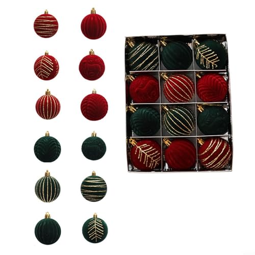 12 Weihnachtskugel-Ornamente zum Aufhängen an Bäumen, aus PET-Material, entworfen für Urlaub, Hochzeitszeremonie, Party und Heimdekoration (F) von CNANRNANC