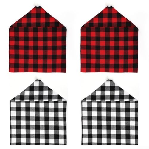 4 Stück Buffalo Plaid Stuhlhussen für Esszimmer und Küchenstühle, karierte Stoff-Schonbezüge, um den Zustand der Möbel zu erhalten und die Dekoration zu verbessern von CNANRNANC
