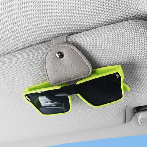 Auto PU Leder Magnetischer Brillenhalter Clip mit Sonnenblende Kompatibilität hält Sonnenbrille in Reichweite (grau) von CNANRNANC
