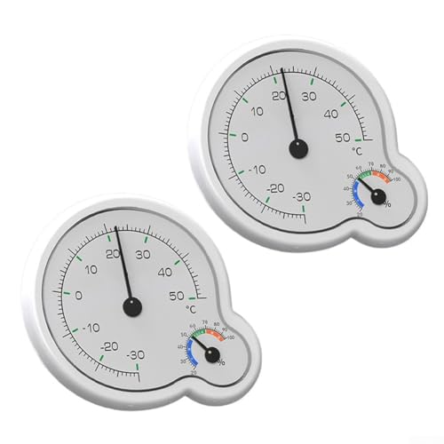 Batterie-Thermometer- und Hygrometer-Set, 2-teilig, Dual-Zifferblatt, Raumklimamonitor mit multidirektionaler Entlüftungstechnologie für genaue Messungen von CNANRNANC