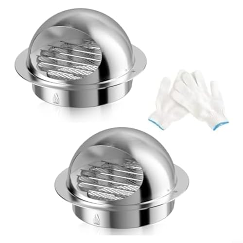 CNANRNANC 100mm Rund Lüftungsgitter, Wandentlüftung 304 Edelstahl Außengitter, Lufthaube Kugelhaube Abluft- und Zulufthaube, Vogelschutzgitter, Mausschutzgitter(2pcs) von CNANRNANC