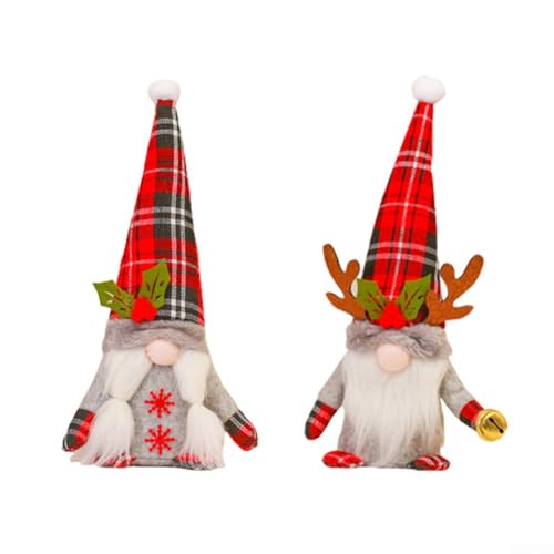 CNANRNANC 2 Stück Weihnachtswichtel Plüsch Ornamente Paar mit rotem Büffelkaro, Tuch Urlaub Dekoration Puppen für Tischplatte, Kaminsims oder Baum CNANRNANC 2 Stück Weihnachtswichtel Plüsch Ornamente Paar mit rotem Büffelkaro, Tuch Urlaub Dekoration Puppen für Tischplatte, Kaminsims oder Baum von CNANRNANC