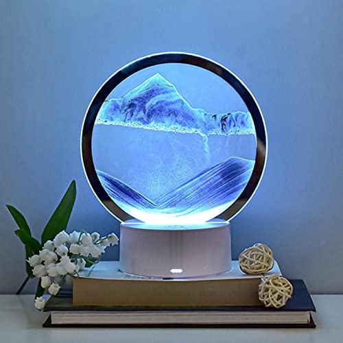 CNANRNANC 3D Fließender Sand Nachtlicht Sanduhr Lampe Beweglicher Sandbild Dekor Dynamisch 3D Sanduhr Tiefsee Sandlandschaft, 3D Sandbilder zum Drehen, Natürliche Landschaft Sanduhrdekoration von CNANRNANC