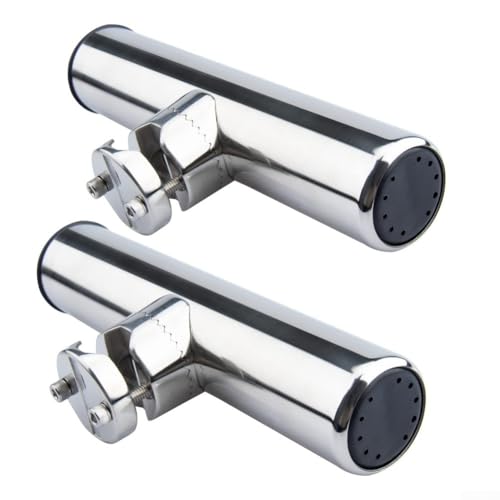 CNANRNANC Angelrutenhalter, Edelstahl, verstellbar, 32 Positionen, mit Gummieinsatz für 19–25 mm Schienen, silberfarben, 2 Stück CNANRNANC Angelrutenhalter, Edelstahl, verstellbar, 32 Positionen, mit Gummieinsatz für 19–25 mm Schienen, silberfarben, 2 Stück von CNANRNANC