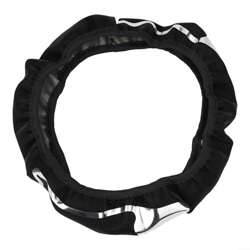 CNANRNANC Auto-Lenkradbezug, 38 cm, PU-Leder, atmungsaktiv, rutschfest, universelles Zubehör (Silber) von CNANRNANC
