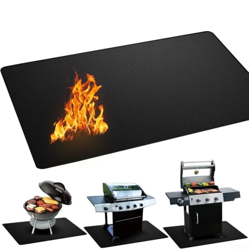 CNANRNANC BBQ Grill Mat Heat Protection Pad Flame Retardant Floor Mat for Barbecue Camping Picnic 40x60cm Black von CNANRNANC