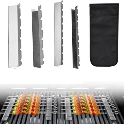 CNANRNANC Edelstahl BBQ Spieß Rack Set mit 6 und 9 Schlitzhaltern für Outdoor Grillen Camping und Barbecue Partys, inklusive Tragetasche von CNANRNANC