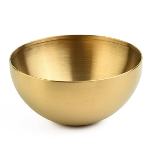 CNANRNANC Edelstahl Salatschale, Multifunktional Metallschüssel, Salatschüssel zum Mischen von Obst, Küchenutensilien aus Edelstahl, 12/15/20 cm(12cm Gold) von CNANRNANC