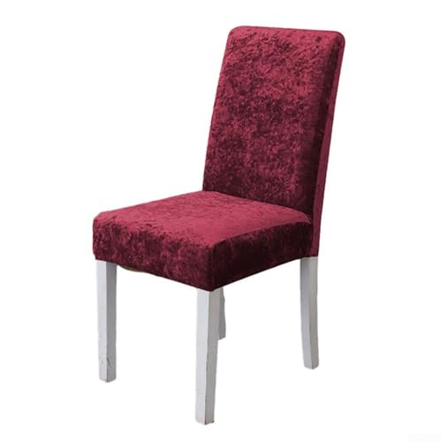 CNANRNANC Elastischer Stuhlhusse, Samt, für Esszimmer, dehnbar, für Rückenlehne, Höhe 38–48 cm, Heimdekoration (rot) von CNANRNANC