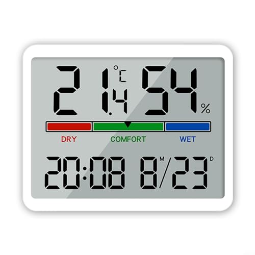 CNANRNANC Funk Wand Uhr Mit Temperaturanzeige Clips Wanduhr Elektronische Uhr Hängendes Wand Großes LCD Display(White) von CNANRNANC