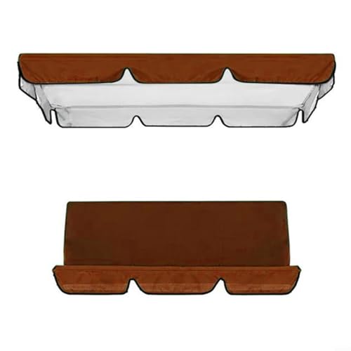CNANRNANC Gartenschaukel-Ersatz, wasserdichtes 210D 3-Sitzer-Gartenschaukel-Ersatz-Set mit Sitzbezügen, sonnenfester Schutz-Schaukelstuhlbezug für den Außenbereich (braun 164 x 114 x 15 cm) von CNANRNANC