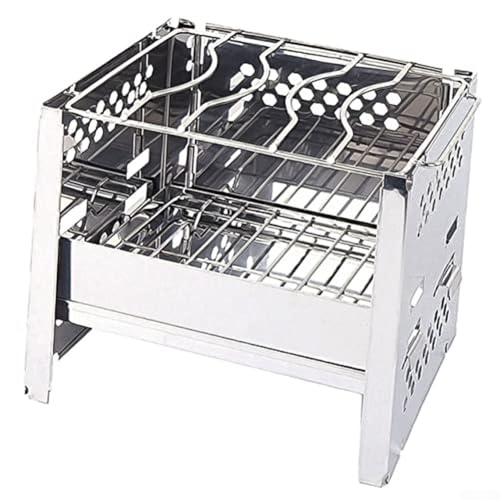 CNANRNANC Klappbarer Grill, Edelstahl, Mini-Outdoor-Campinggrill mit Kühlgitter, für Strand, Picknick, Wandern CNANRNANC Klappbarer Grill, Edelstahl, Mini-Outdoor-Campinggrill mit Kühlgitter, für Strand, Picknick, Wandern von CNANRNANC