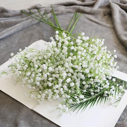 CNANRNANC Kunstseide Schleierkraut Blumenstrauß Hochzeit Heimdekoration 64 cm realistisches Pflanzenarrangement (weiß) von CNANRNANC