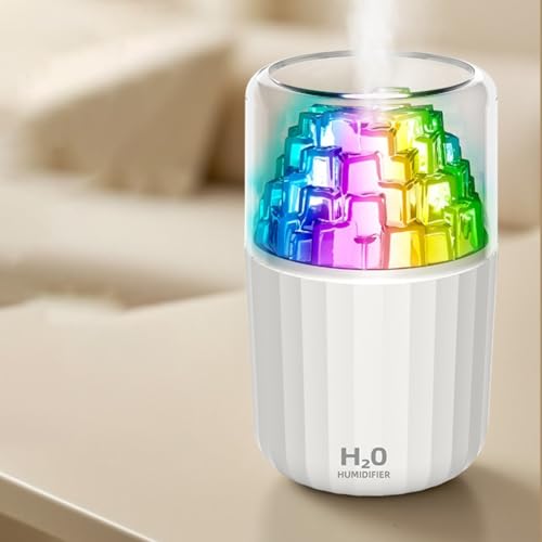 CNANRNANC Mini-Luftbefeuchter mit einstellbaren Sprühmodi und buntem Umgebungslicht, flüsterleiser USB-Schreibtisch-Luftbefeuchter für Schlafzimmer oder Büro (weiß) von CNANRNANC