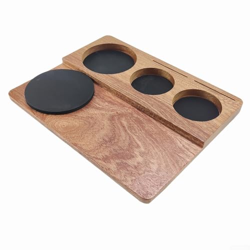 CNANRNANC Multifunktionale Kaffee-Tamping-Matte aus Holz und Ablageschale mit rutschfesten Silikonmatten für organisierte Kaffeestation von CNANRNANC