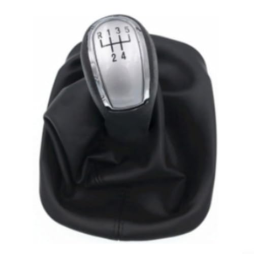 CNANRNANC Schaltknäufe, Schaltknauf Für Skoda Für Fabia Für MK1 2000–2008 5 Oder 6 Gang Auto Schaltknauf Aus ABS-Kunststoff Und PU-Leder(5 speed silver) von CNANRNANC