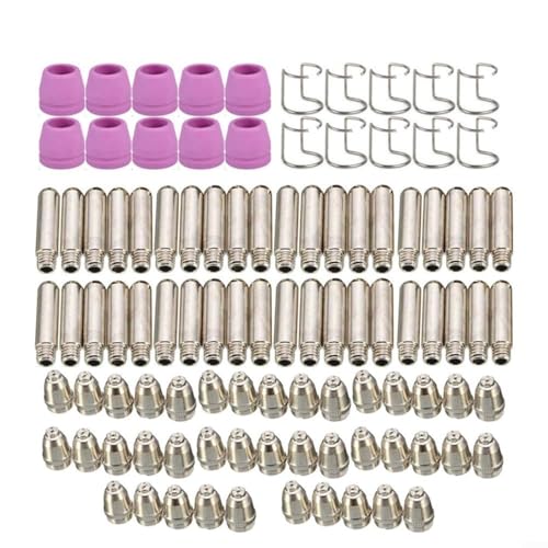CNANRNANC Set von Plasmaschneiderbrenner-Verbrauchsmaterialien für WSD60 SG55 AG60 mit Kupferelektroden-Düsen und Schutzschalen, geeignet für mehrere Plasmaschneidmaschinen (100 Stück) von CNANRNANC