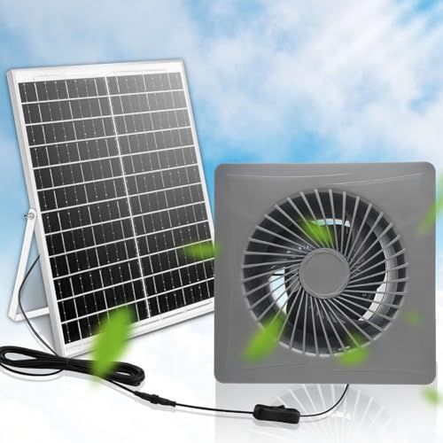 CNANRNANC Solar-Abluftventilator, 12 V Gleichstrom, industrieller Ventilator für Haustierzucht, Gewächshaus, Werkstatt, leise Luftzirkulation (20,3 cm) von CNANRNANC