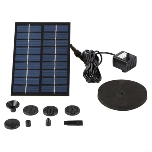 CNANRNANC Solar Springbrunnenpumpe, Solarbetriebene schwimmende Springbrunnenpumpe mit 6 Düsen für Vogeltränke Gartenteich 2W 9V 220L/H 60cm Sprühhöhe von CNANRNANC
