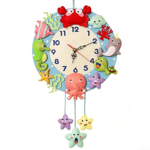 CNANRNANC Tier-Wanduhr DIY Bastelset Vliesmaterial pädagogische Zeitunterricht Uhr für Kinderzimmer 40 x 32 cm (C) von CNANRNANC
