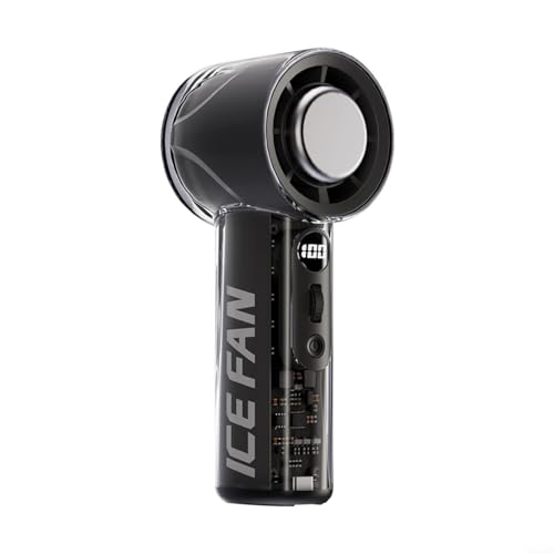 CNANRNANC Tragbarer Turbo-Handventilator, Mini-Ventilator mit Kühltechnologie, LED-Bildschirm, 3000 mAh Akku-Kapazität, USB-Aufladung (schwarz) von CNANRNANC