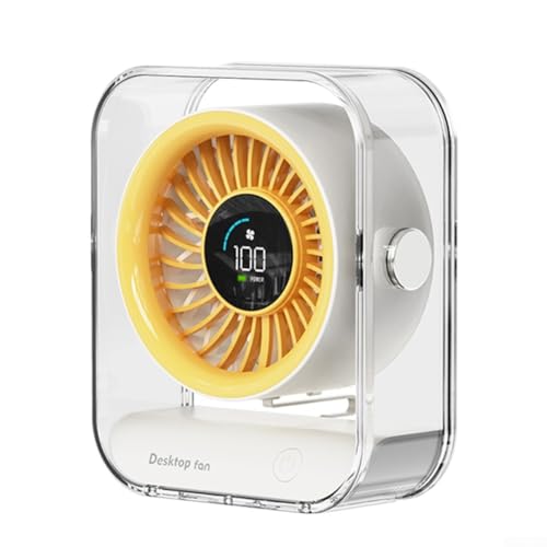 CNANRNANC USB-Tischventilator mit 100 Geschwindigkeitsstufen, leiser Betrieb, LED-Display, Multi-Winkel-Luftstrom für Zuhause oder Büro (gelb) von CNANRNANC