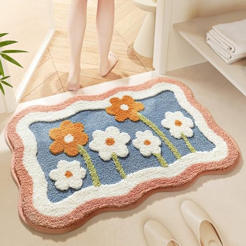 CNANRNANC Ultraweiche Badematte mit rutschfester TPR-Unterseite und hervorragender Saugfähigkeit, maschinenwaschbarer Teppich, wasserabsorbierende Duschmatte (bunt) von CNANRNANC