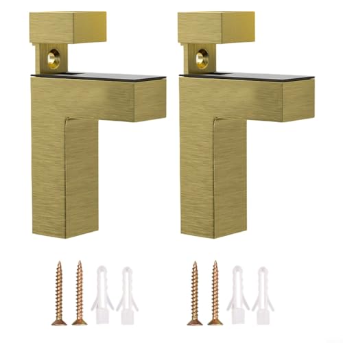 CNANRNANC Verstellbare Glasregalhalterungen aus Zinklegierung, 2 Stück Wandhalterungen für stabile Unterstützung von Glas- und Holzregalen mit zuverlässigem Befestigungssystem (E) von CNANRNANC