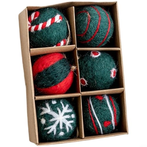 CNANRNANC Weihnachts-Wollfilz-Kugel-Ornamente DIY Schneeflocke Baumschmuck-Set mit Hanfseil für Weihnachten Heimdekoration (A) von CNANRNANC