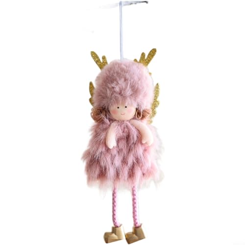 CNANRNANC Weihnachtsbaumschmuck Plüsch Engel Mädchen mit Geweih Design hängende Dekoration 20 cm rosa Stoff Urlaub Dekor für Weihnachtsbaum hängende Dekoration (1) von CNANRNANC