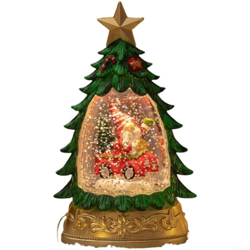 CNANRNANC Weihnachtskugel Schneekugel Ornament mit leuchtendem Licht Urlaub Baumschmuck 15,2 x 8,2 cm festliche Dekoration (grünes Auto) von CNANRNANC