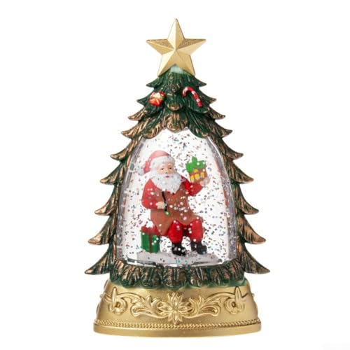 CNANRNANC Weihnachtskugel Schneekugel Ornament mit leuchtendem Licht Urlaub Baumschmuck 15,2 x 8,2 cm festliche Dekoration (klein grün) von CNANRNANC