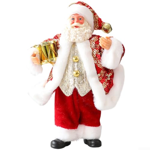 CNANRNANC Weihnachtsmann-Figur Ornament - 18 cm Stoff Weihnachtsdekoration hängende Weihnachtsmannpuppe für Baum, Fensterbank oder Regal Display in festlichen Farben für Home Holiday Decor(D) von CNANRNANC