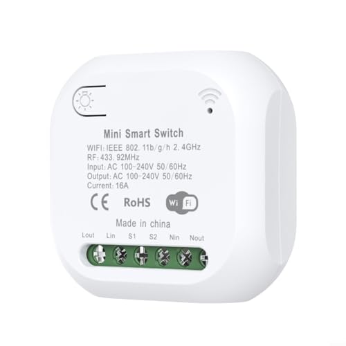 CNANRNANC WiFi RF433 Smart Switch, DIY Licht Mini Schalter, Steuerung Wireless Smart-Relay für Heimautomation für Alexa 100-240V 10A/16A (16A) von CNANRNANC