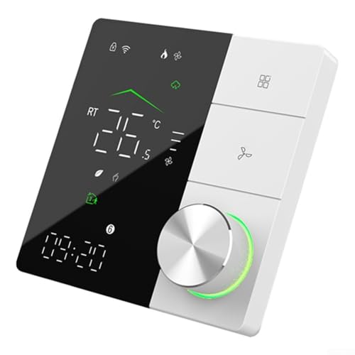 CNANRNANC WiFi programmierbares Thermostat für Tuya Klimaanlage, 3 Geschwindigkeitsstufen Temperaturregler mit Wochenplanung und Fernbedienung App Steuerung (schwarz und weiß) von CNANRNANC