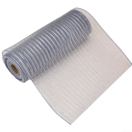 DIY Weihnachtsband Rolle mit gestreiftem Netz, entworfen für Kränze, Weihnachtsgirlanden, Schleifen und kreative Bastelideen (Silber) von CNANRNANC