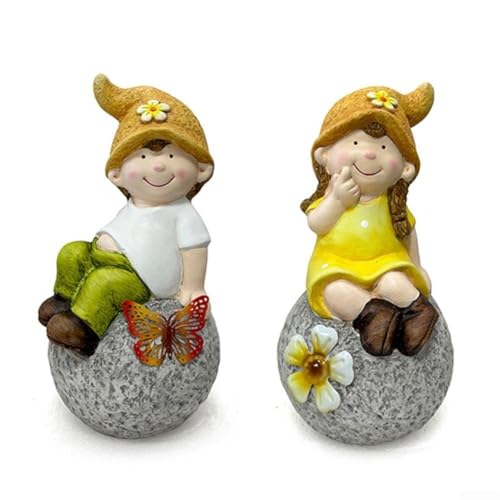 Dekorativer Gartenzwerg aus Porzellan für Garten, Veranda und Innenbereich, bietet ein charmantes und skurriles Element für Zuhause und Außenbereich (C) von CNANRNANC